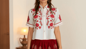 Chic Comfort: Discover the Allure of the Embroidered Cropped Shirt Set - SmartBuyApparel