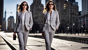 Discover the Clasi Women's Houndstooth Jacket And Trousers Two-piece Set, a sartorial masterpiece! - SmartBuyApparel