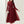 Modely Contrast Mesh Ruched Dress With Sleeves Dress (Burgundy)