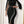 Lady Cloak Sleeve Rhinestone Fringe Trim Split Thigh Belted Bodycon Dress (Black)