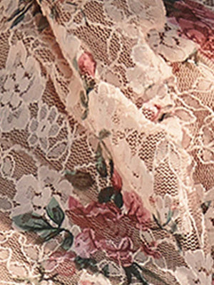 BAE Floral Printed Lace Long Sleeve Bodysuit (Baby Pink)