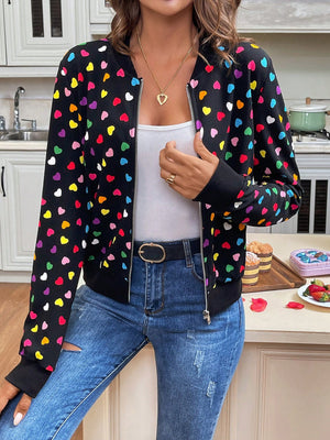 LUNE Valentine's Day Colorful Heart Print Jacket