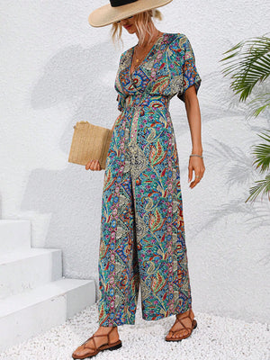 VCAY Full Printed Batwing Sleeve Jumpsuit