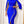 Lady Cloak Sleeve Rhinestone Fringe Trim Split Thigh Belted Bodycon Dress (Royal Blue)