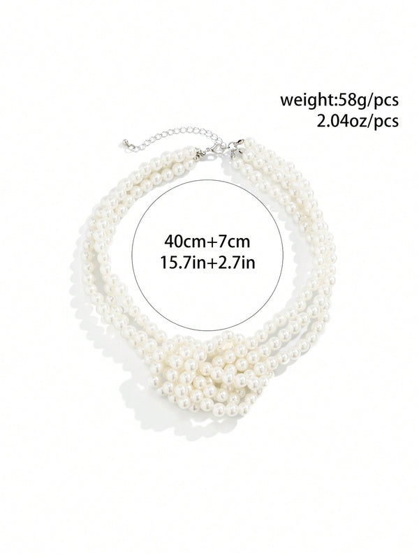 1pc Stylish Faux Pearl Bead Clavicle Necklace - SmartBuyApparel - Women Beaded Necklaces