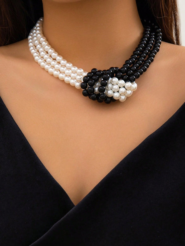 1pc Stylish Faux Pearl Bead Clavicle Necklace - SmartBuyApparel - Women Beaded Necklaces