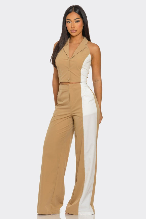 2 Pcs Color Block Set - Set - SmartBuyApparel