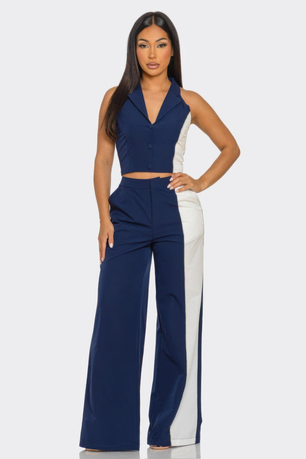 2 Pcs Color Block Set - Set - SmartBuyApparel