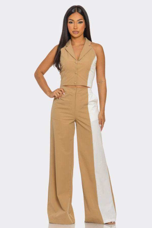 2 Pcs Color Block Set - Set - SmartBuyApparel