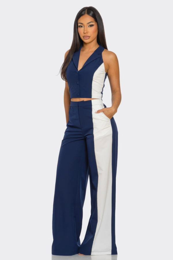 2 Pcs Color Block Set - Set - SmartBuyApparel