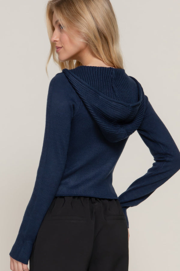 2 - way zip closure sweater hoodie cardigan - Women's sweater - SmartBuyApparel