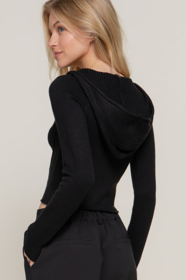 2 - way zip closure sweater hoodie cardigan - Women's sweater - SmartBuyApparel