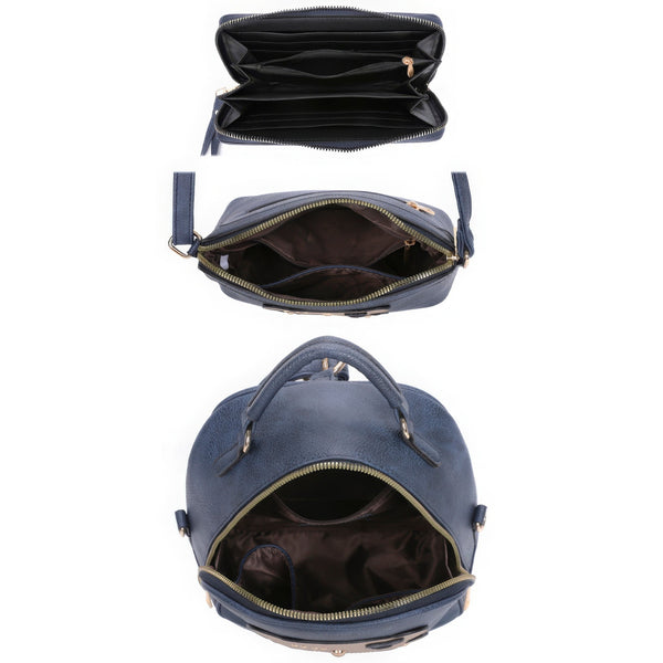 3in1 Cute Bear Design Handle Backpack W Crossbody And Wallet Set - | SmartBuyApparel