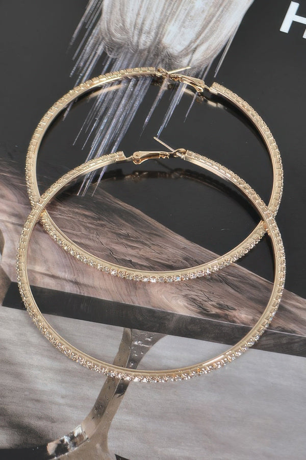 8cm Double Rhinestone Hoop Earrings - | SmartBuyApparel