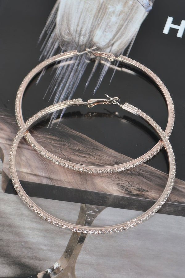 8cm Double Rhinestone Hoop Earrings - | SmartBuyApparel