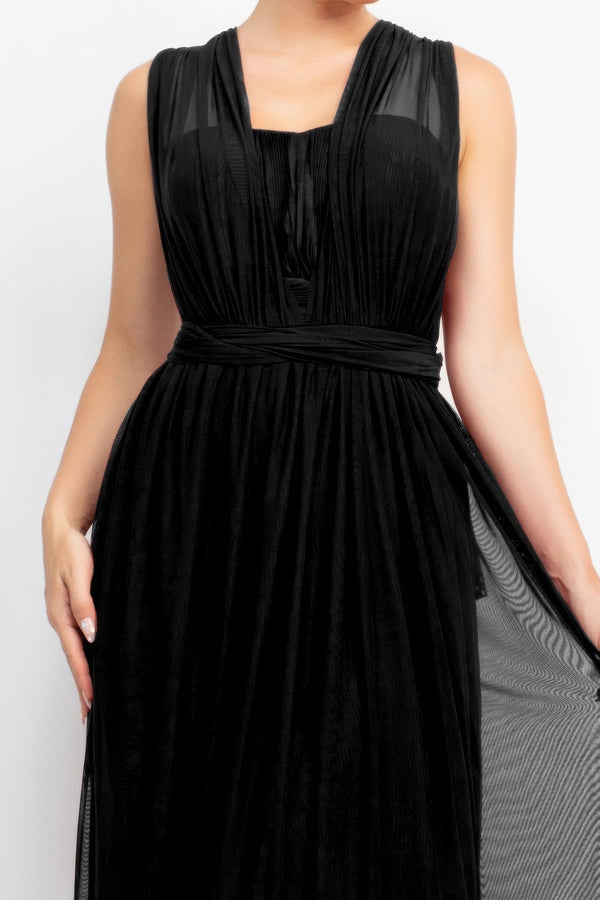A - line Mesh Convertible Maxi Dress - Dress - SmartBuyApparel