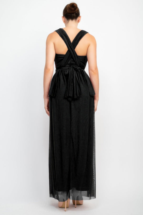 A - line Mesh Convertible Maxi Dress - Dress - SmartBuyApparel