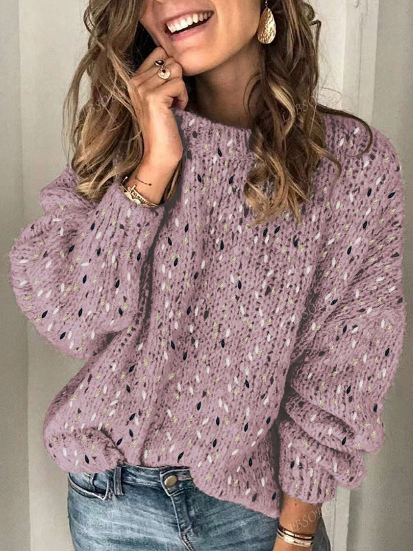 AFTA Crew Neck Lantern Sleeve Sweater - SmartBuyApparel - Women Sweaters