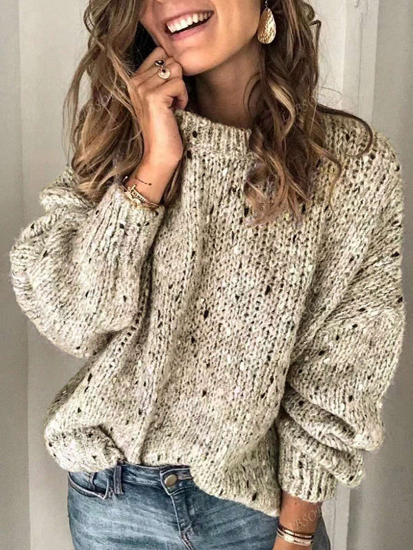 AFTA Crew Neck Lantern Sleeve Sweater - SmartBuyApparel - Women Sweaters