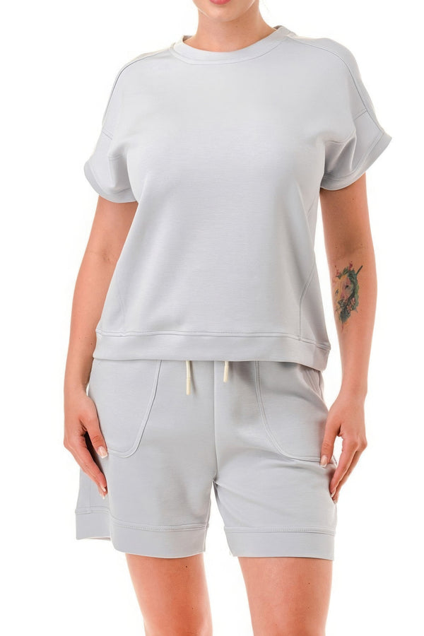 Air Cotton Monochrome Tee And Shorts Set - | SmartBuyApparel