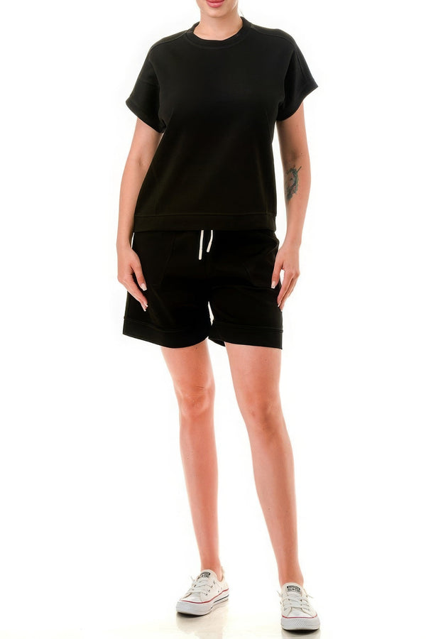 Air Cotton Monochrome Tee And Shorts Set - | SmartBuyApparel