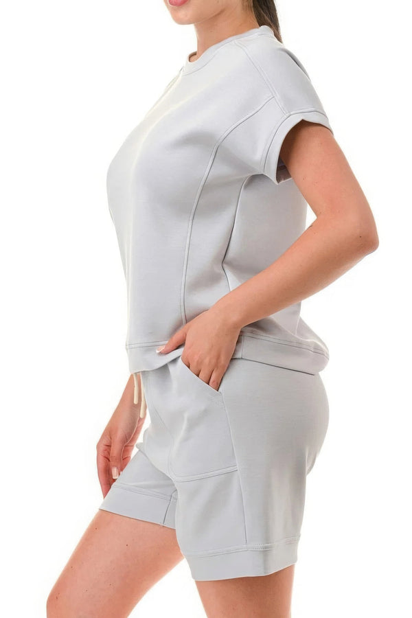 Air Cotton Monochrome Tee And Shorts Set - | SmartBuyApparel