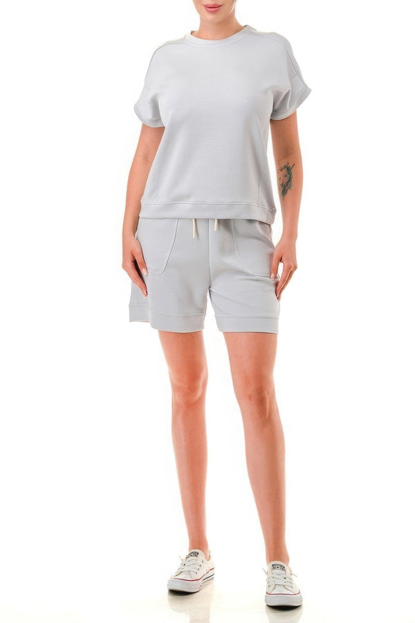 Air Cotton Monochrome Tee And Shorts Set - | SmartBuyApparel