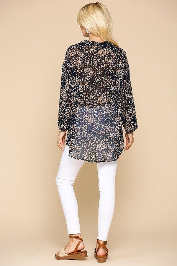 Animal Print Button - Down Lapel Collar Shirt With Chest Pocket - women's shirt - SmartBuyApparel