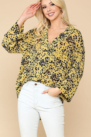 Animal Print Button - Down Lapel Collar Shirt With Chest Pocket - women's shirt - SmartBuyApparel