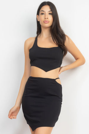 Asymmetrical Cross - Back Top & Skirts Set - Women's set - SmartBuyApparel