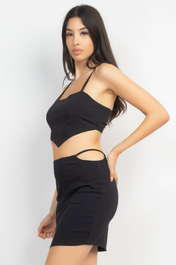 Asymmetrical Cross - Back Top & Skirts Set - Women's set - SmartBuyApparel