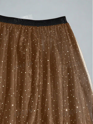 BAE Plus Size Glittery Mesh Skirt - SmartBuyApparel - Plus Size Skirts