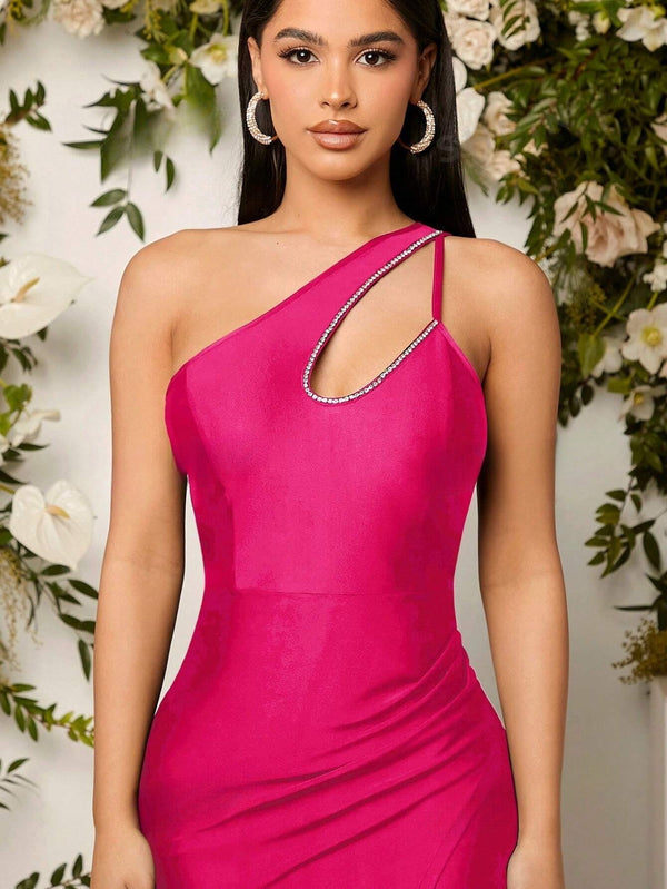 Belle One Shoulder Cut Out Split Thigh Prom Dress - SmartBuyApparel - Women Prom Dresses