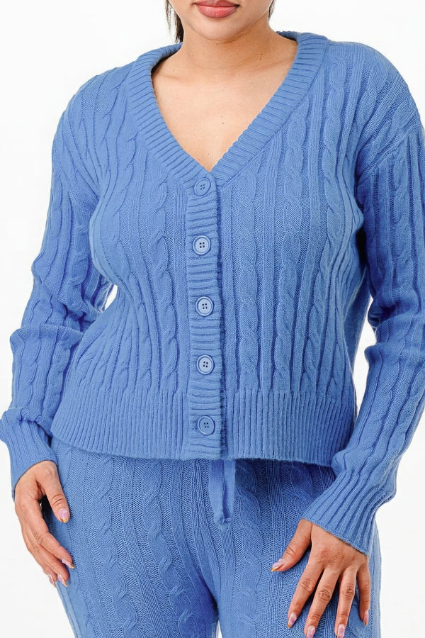 Cable Sweater Cardigan 2pc Set - | SmartBuyApparel
