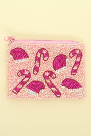 Candy Cane Santa Hat Seed Bead Coin Bag - | SmartBuyApparel