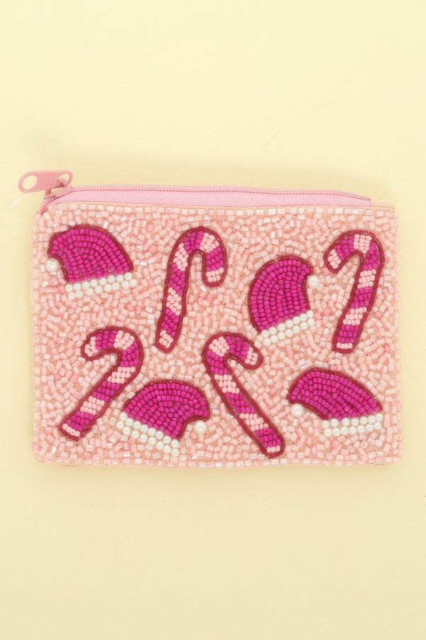 Candy Cane Santa Hat Seed Bead Coin Bag - | SmartBuyApparel