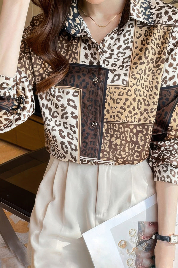 Chain Print Drop Shoulder Loose Fit Blouse - | SmartBuyApparel