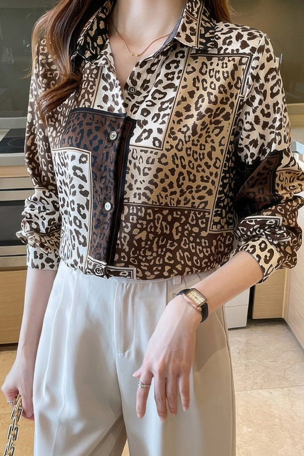 Chain Print Drop Shoulder Loose Fit Blouse - | SmartBuyApparel