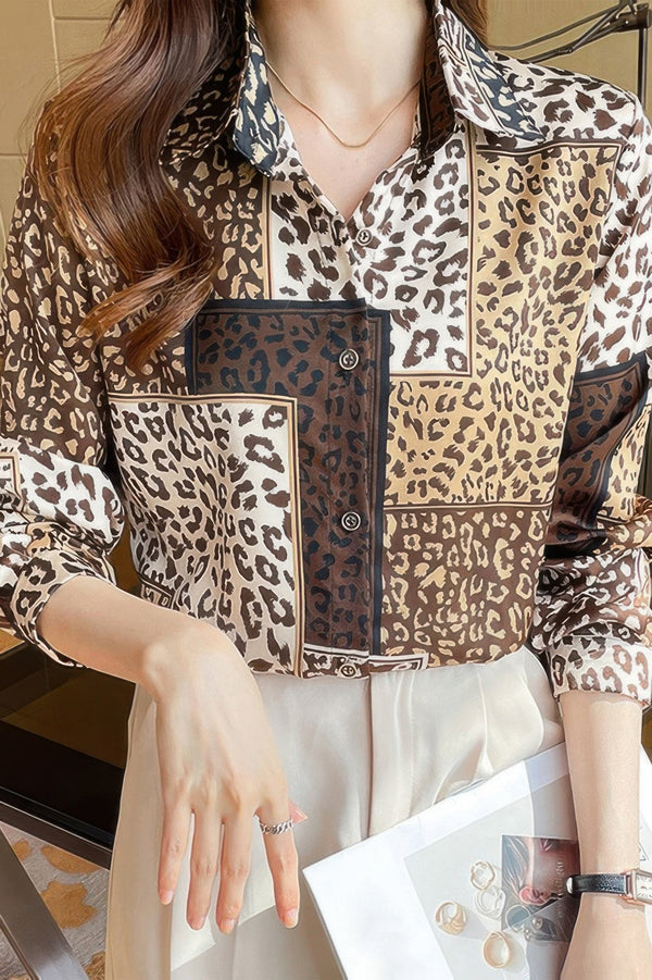 Chain Print Drop Shoulder Loose Fit Blouse - | SmartBuyApparel