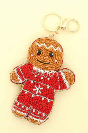 Christmas Gingerbread Seed Beaded Keychain - | SmartBuyApparel