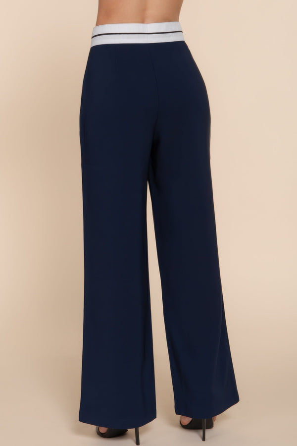 Contrast Waistband Straight Long Pants - Pants - SmartBuyApparel