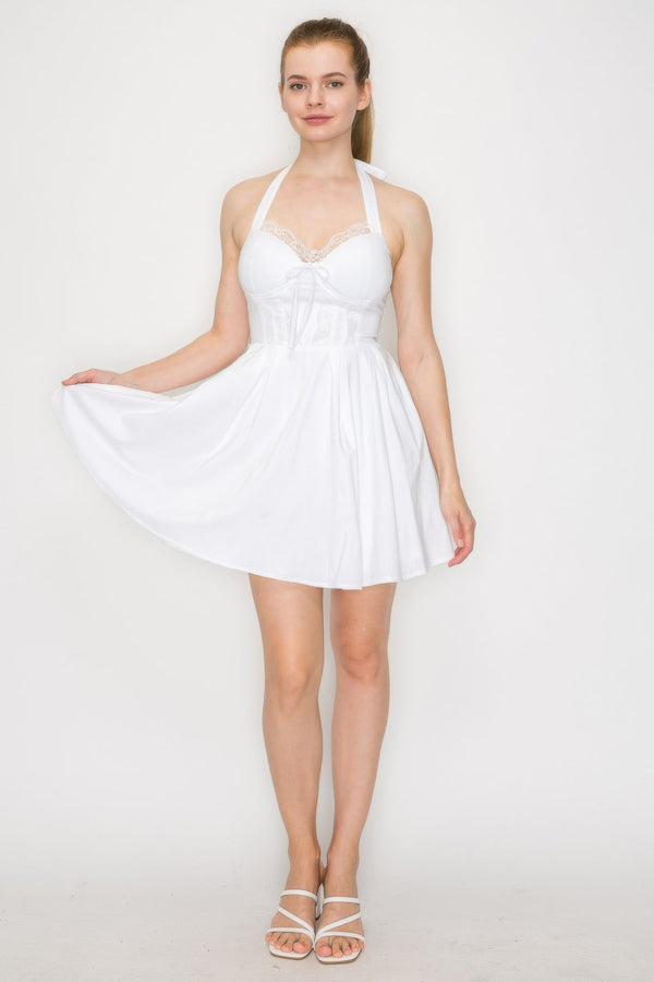 Corset Self - Tie Ribbon Zippered Dress - Dress - SmartBuyApparel