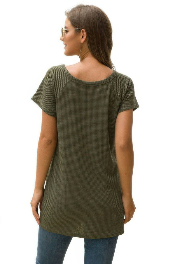 Crew Neck Solid Color Tunic Tops - | SmartBuyApparel