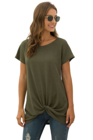 Crew Neck Solid Color Tunic Tops - | SmartBuyApparel