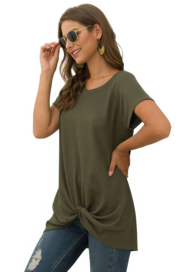 Crew Neck Solid Color Tunic Tops - | SmartBuyApparel