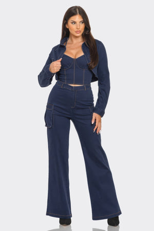 Crop Jacket 3PCS Set - Women's set - SmartBuyApparel