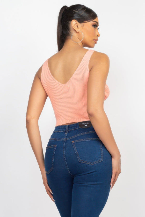 Crop Tank Top & Cardigan Sweater Set - Women's sweater - SmartBuyApparel