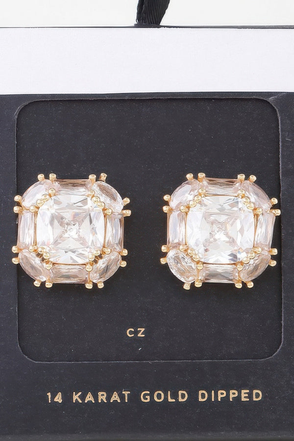 Double Cubic Rhinestone Stud Earrings - | SmartBuyApparel