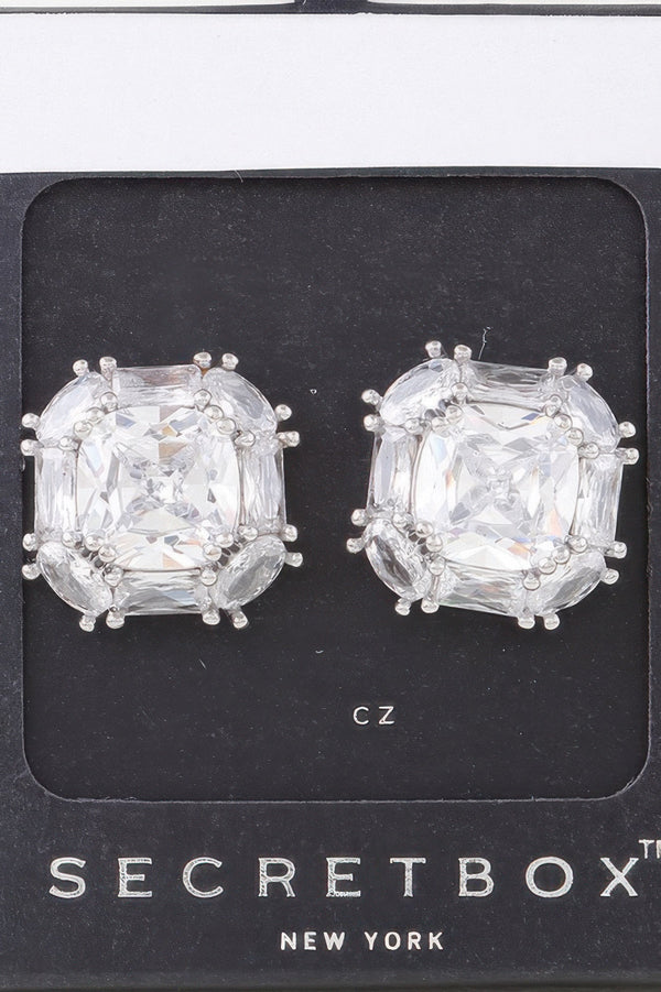 Double Cubic Rhinestone Stud Earrings - | SmartBuyApparel
