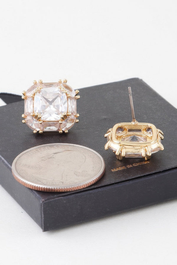 Double Cubic Rhinestone Stud Earrings - | SmartBuyApparel